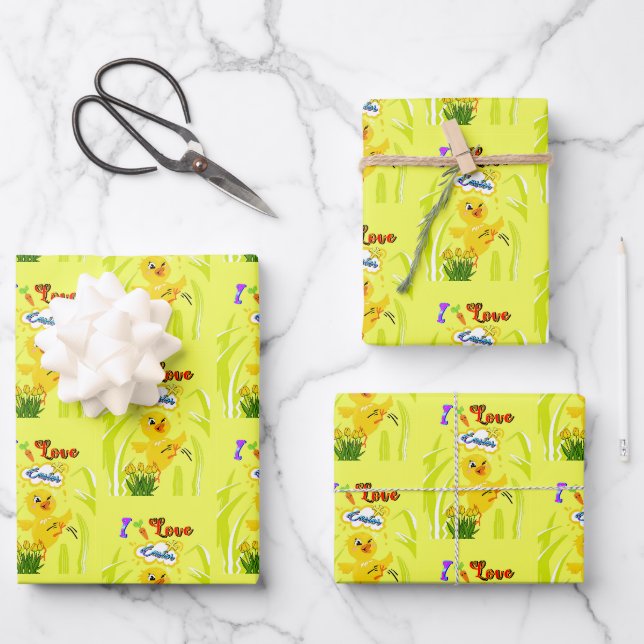 I Love Easter Wrapping Paper Sheets (Front)