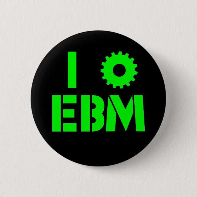 I LOVE EBM Green Pinback Button (Front)