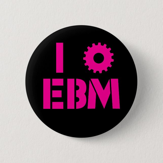 I LOVE EBM Hot Pink Button (Front)
