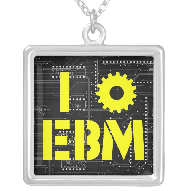 I Love EBM Industrial Sterling Silver Necklace (Front)