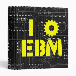I Love EBM on Black Circuit Board INDUSTRIAL ! 3 Ring Binder