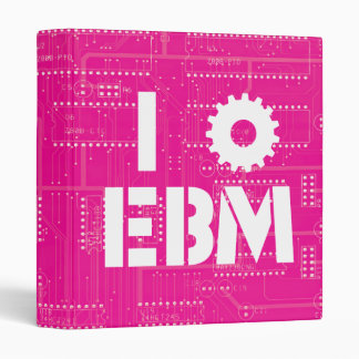 I Love EBM on Pink Circuit Board INDUSTRIAL ! 3 Ring Binder