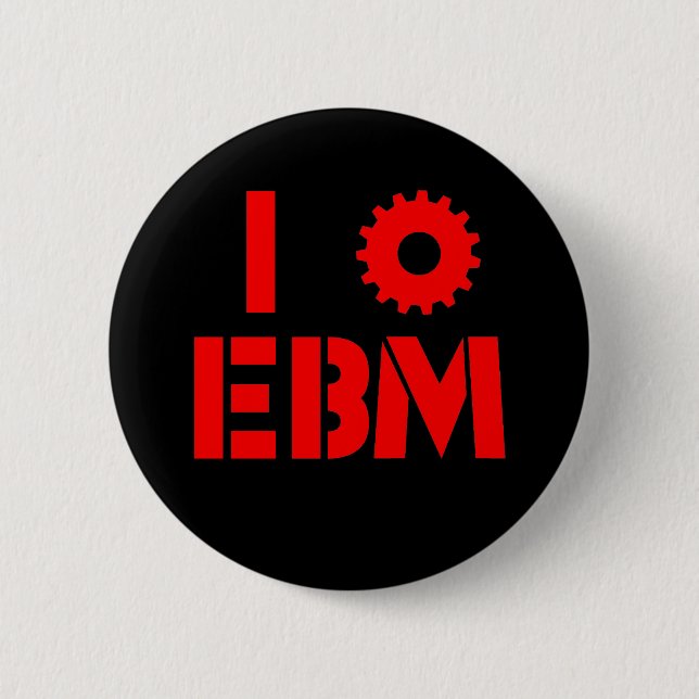 I LOVE EBM Red Pinback Button (Front)