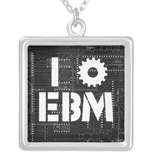 "I Love EBM" Sterling Silver Necklace (Front)