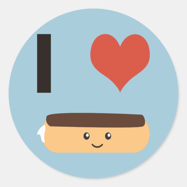 I love Eclairs Classic Round Sticker (Front)