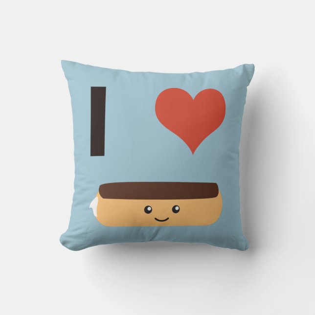 I love Eclairs Throw Pillow (Front)