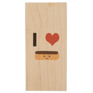I love Eclairs Wood USB Flash Drive