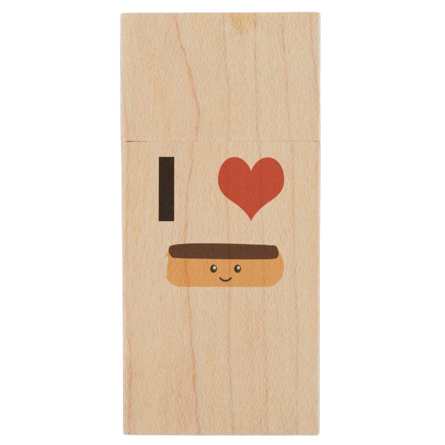 I love Eclairs Wood USB Flash Drive (Front Vertical)