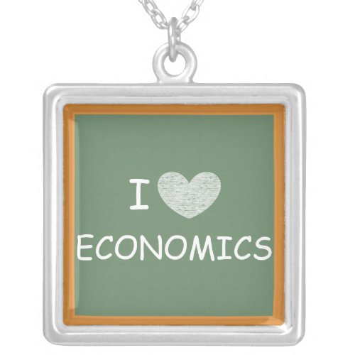 I Love Economics Silver Plated Necklace