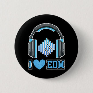 I Love EDM parties and festivals DJ Headphones Button