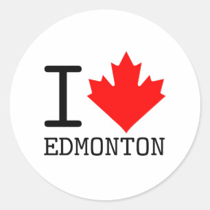 I Love Edmonton, Alberta Canada Maple Leaf Classic Round Sticker