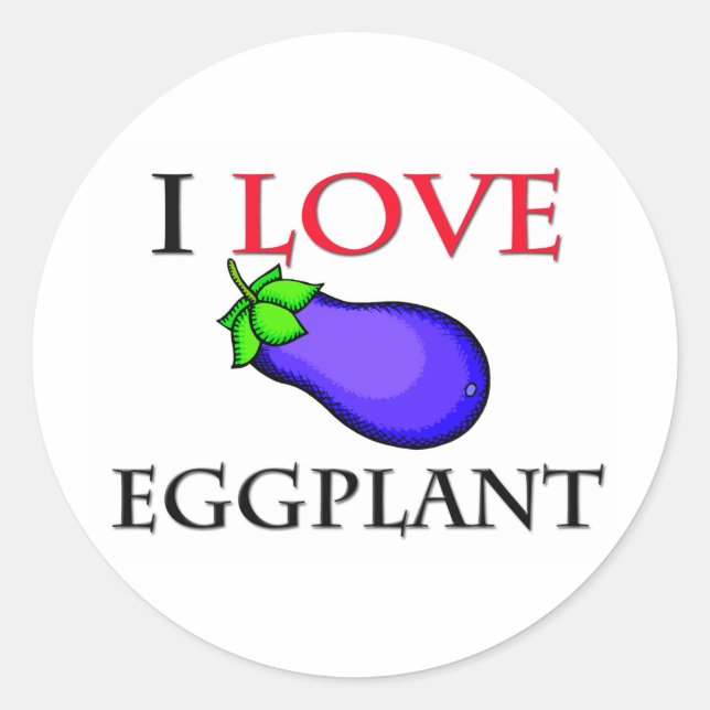 I Love Eggplant Classic Round Sticker (Front)