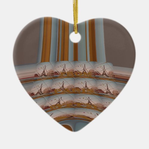 I Love Eiffel Tower  Paris With Love blue sky colo Ceramic Ornament