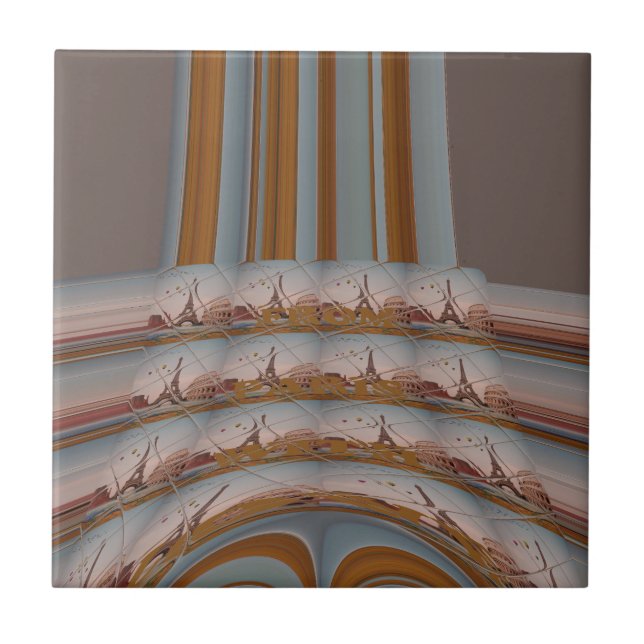 I Love Eiffel Tower  Paris With Love blue sky colo Ceramic Tile (Front)