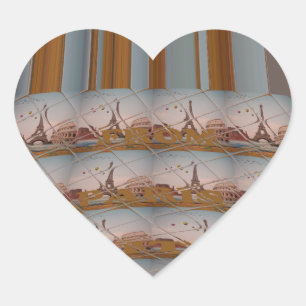 I Love Eiffel Tower  Paris With Love blue sky colo Heart Sticker