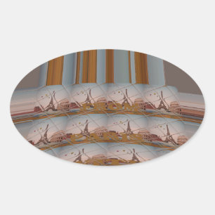 I Love Eiffel Tower Paris With Love blue sky colo Oval Sticker