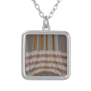 I Love Eiffel Tower Paris With Love blue sky colo Silver Plated Necklace
