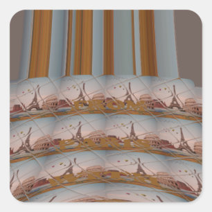 I Love Eiffel Tower  Paris With Love blue sky colo Square Sticker