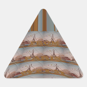 I Love Eiffel Tower Paris With Love blue sky colo Triangle Sticker