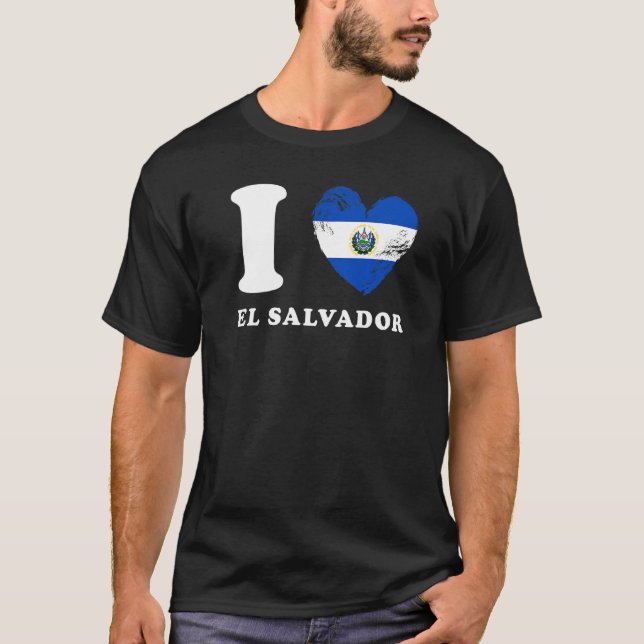I Love El Salvador  Heart Flag El Salvador T-Shirt (Front)