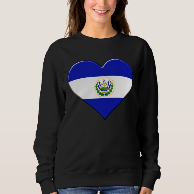 I love El Salvador National Flag Pride Heart Sweatshirt (Front)