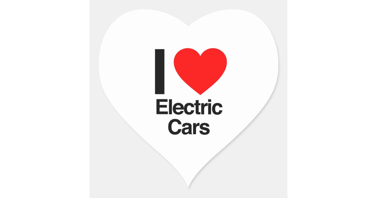 i love electric cars heart sticker Zazzle