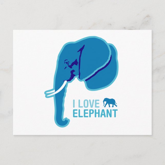 I Love Elephant (Side Face) Postcard (Front)