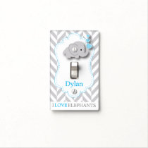 I Love Elephants - Baby Blue  Light Switch Cover