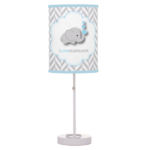I Love Elephants _ Baby Blue Table Lamp