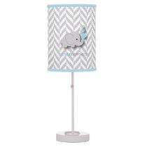 I Love Elephants - Baby Blue Table Lamp