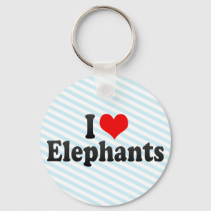 I Love Elephants Keychain