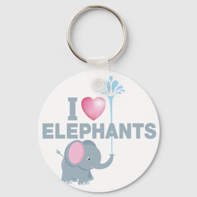 i love elephants keychain (Front)