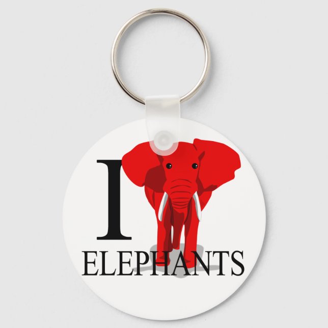 I Love Elephants Keychains (Front)