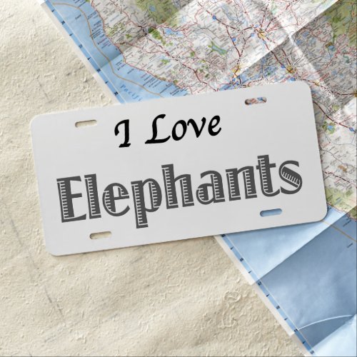 I Love Elephants License Plate