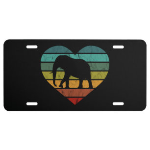 I Love Elephants Retro Heart License Plate