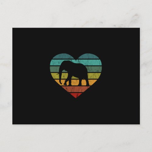 I Love Elephants Retro Heart Postcard