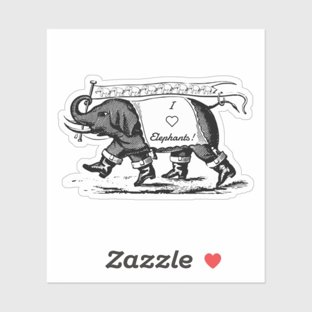 I Love Elephants Sticker (Sheet)