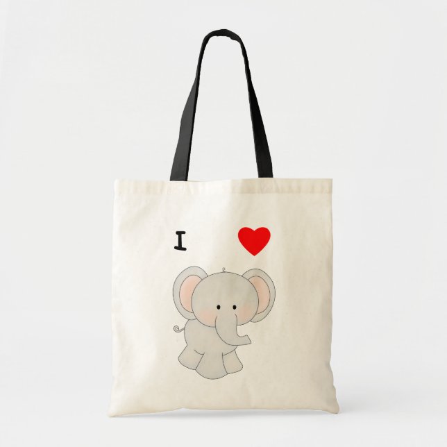 I Love Elephants Tote Bag (Front)