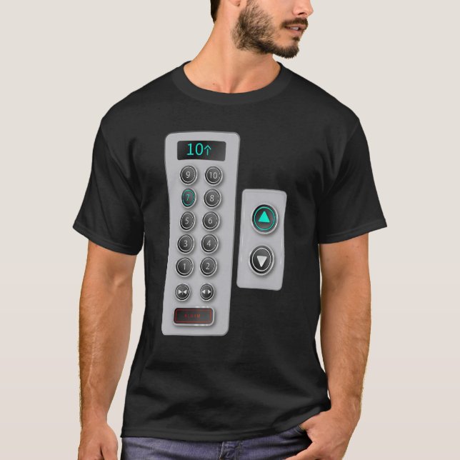 I Love Elevator Cute Elevator Buttons Mechanic Clo T-Shirt (Front)
