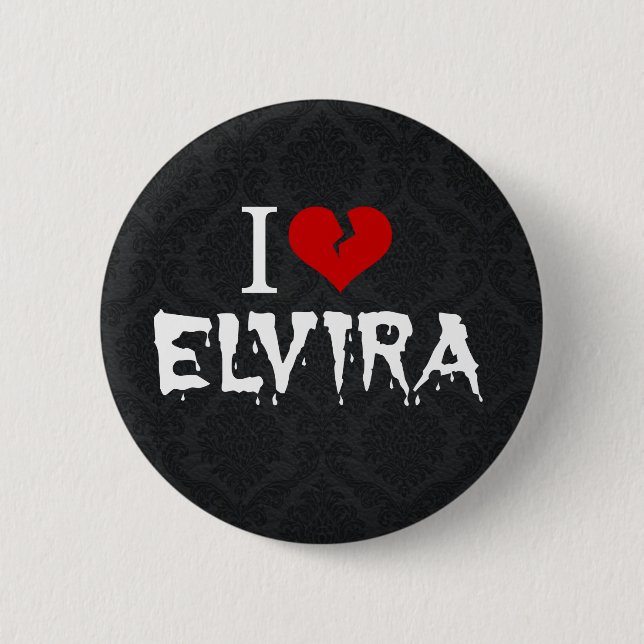 I Love Elvira Broken Heart Button (Front)