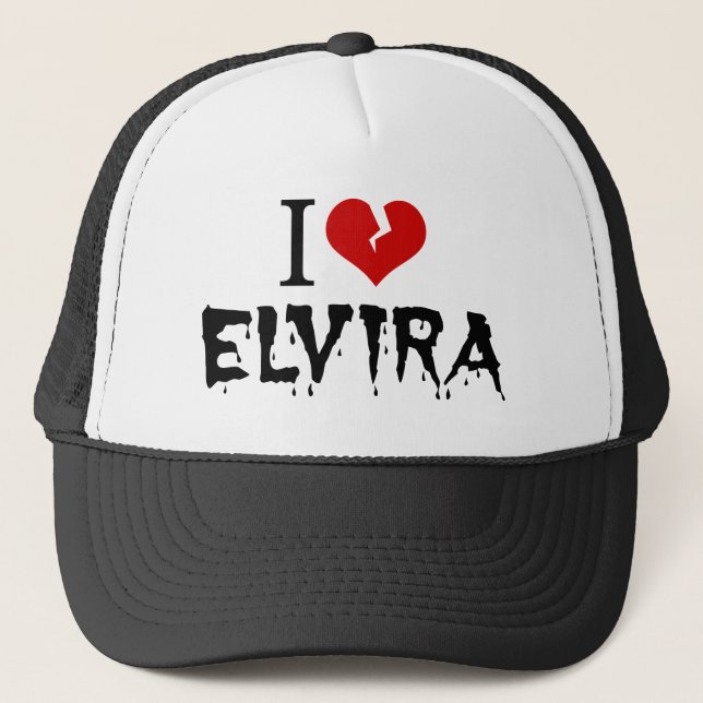 I Love Elvira Broken Heart Trucker Hat (Front)