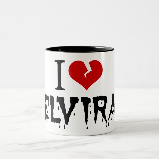 I Love Elvira Broken Heart Two-Tone Coffee Mug (Center)