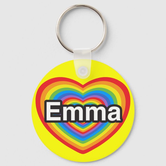 I love Emma. I love you Emma. Heart Keychain (Front)