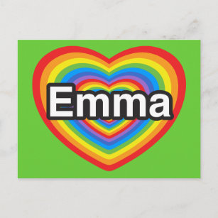 I Heart Emma Personalized Name Designs First Names And Hearts, I Love Emma  - Almohada de 18 x 18 pulgadas, multicolor