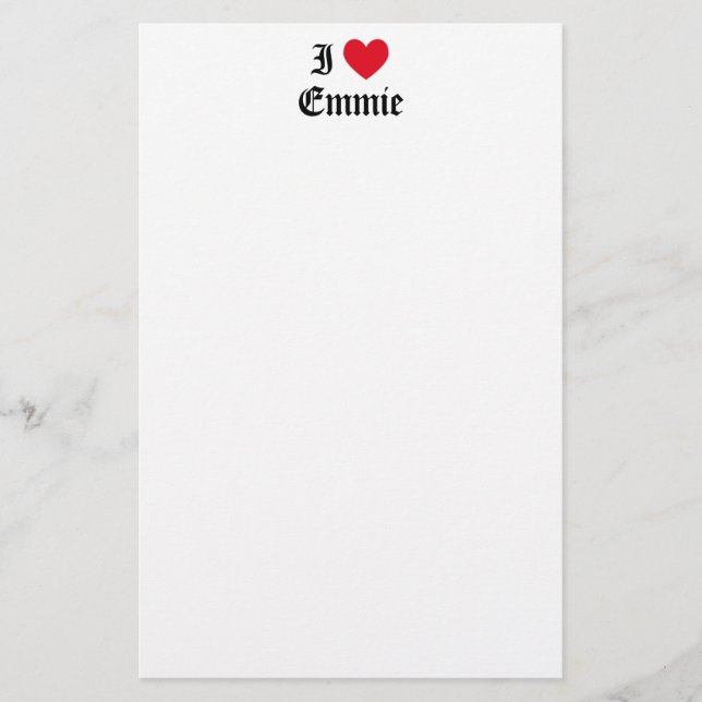 I Love Emmie Stationery (Front)