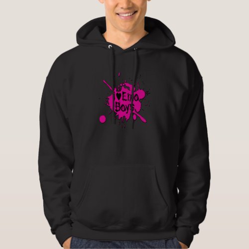 I Love Emo Boys Pink Paint Splatter Hoodie