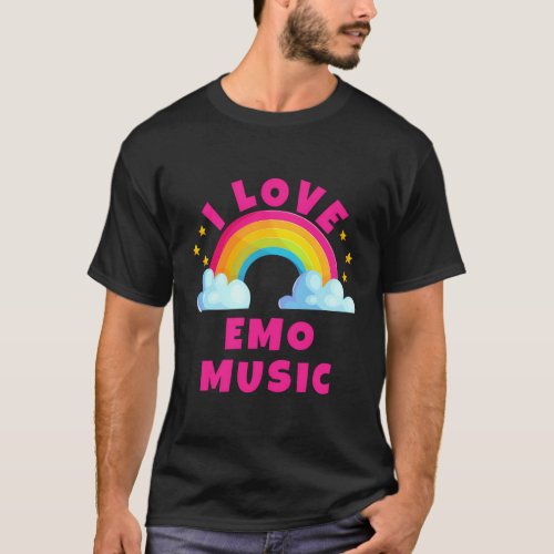 I Love Emo Music Rainbow Emo Music T_Shirt