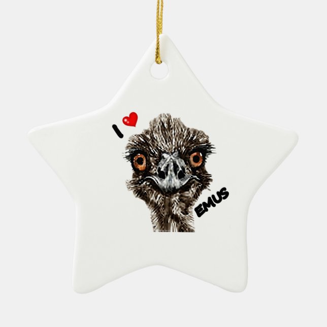 I LOVE EMUS CERAMIC ORNAMENT (Front)