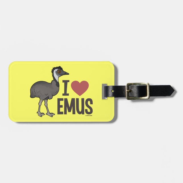 I Love Emus Luggage Tag (Front Horizontal)
