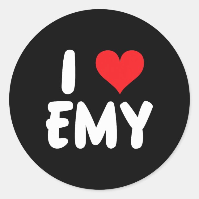 I Love Emy - Heart - Name  Classic Round Sticker (Front)